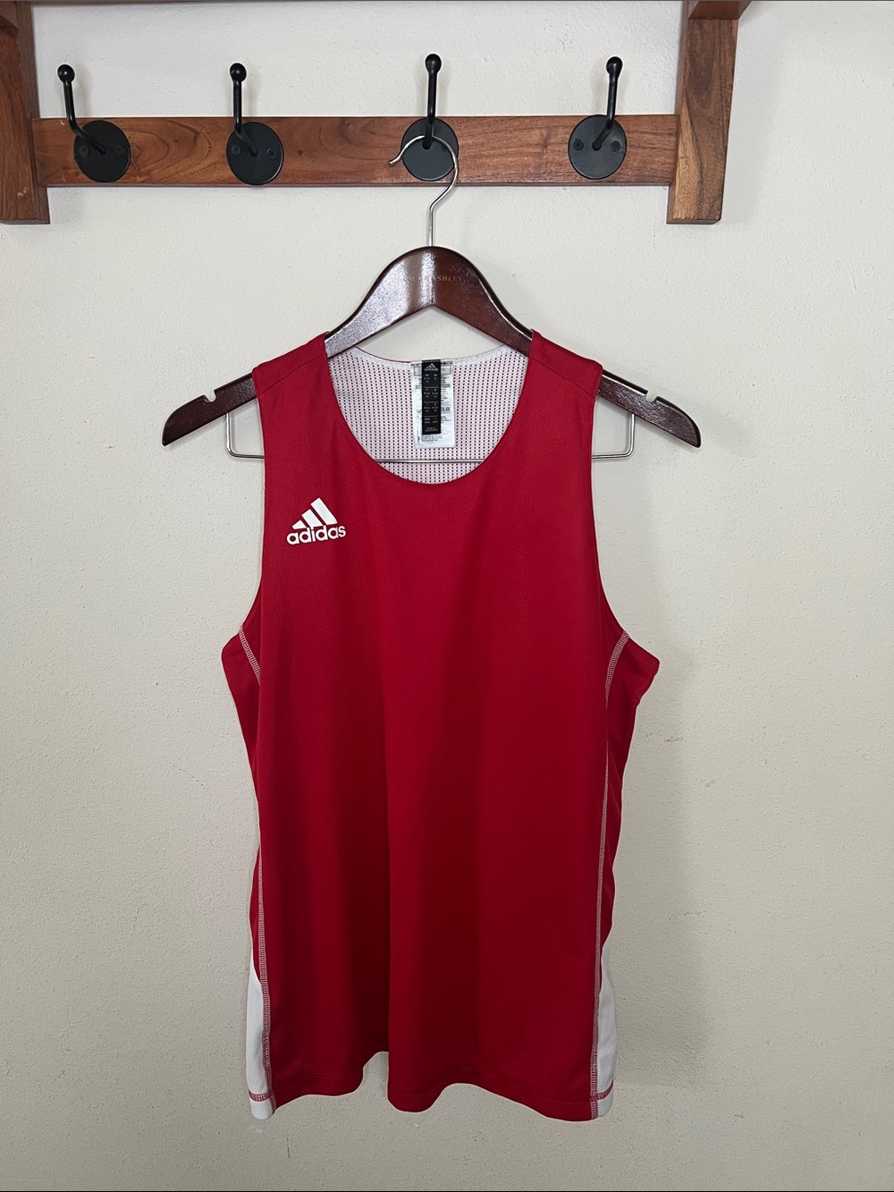 Adidas Athletic Red White Tank Top Women's Size Medium Basketball Running